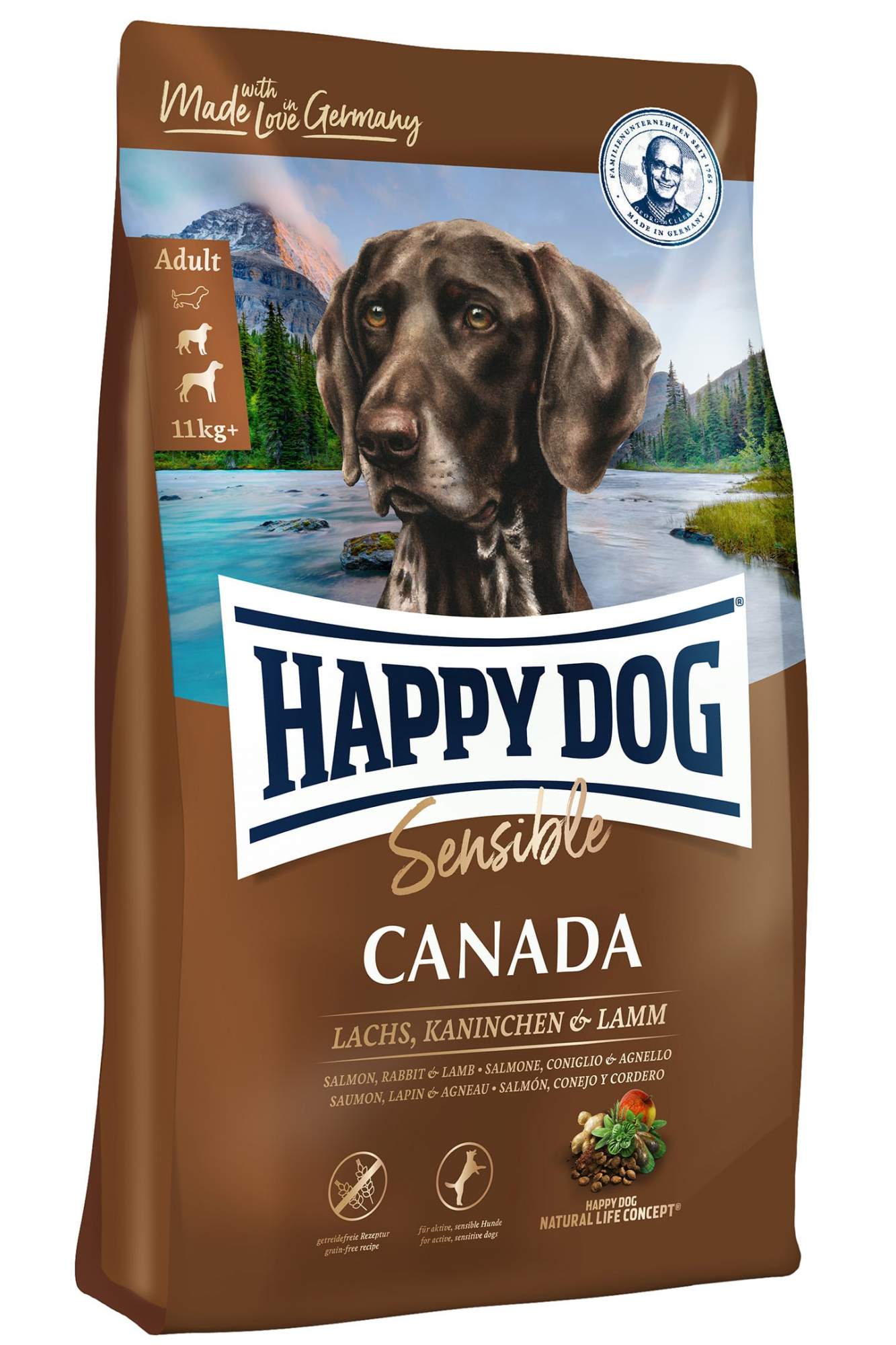 фото Сухой корм для собак happy dog supreme sensible canada, кролик, лосось, ягненок, 4кг