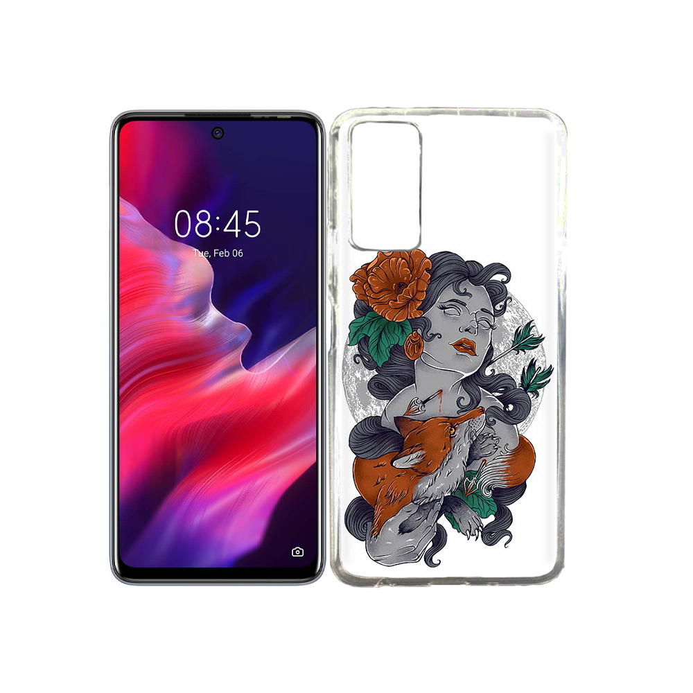 

Чехол MyPads Tocco для Tecno Pova 2 темная девушка с лисой, Прозрачный, Tocco