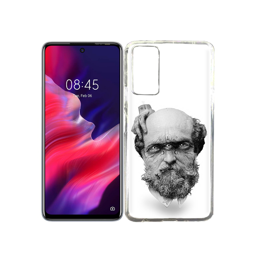 

Чехол MyPads Tocco для Tecno Pova 2 страшный бородатый мужчина абстракция, Прозрачный, Tocco