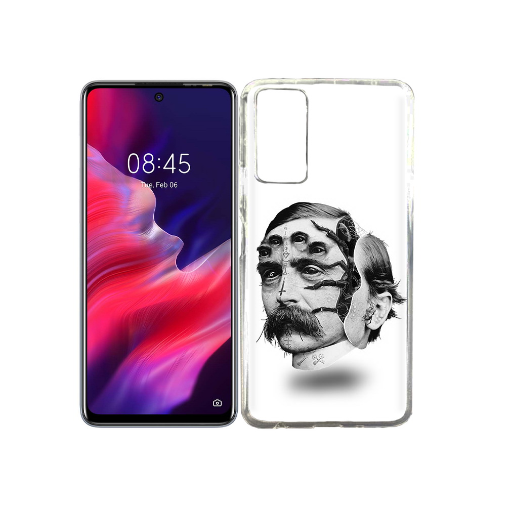 

Чехол MyPads Tocco для Tecno Pova 2 страшное лицо мужчины, Прозрачный, Tocco