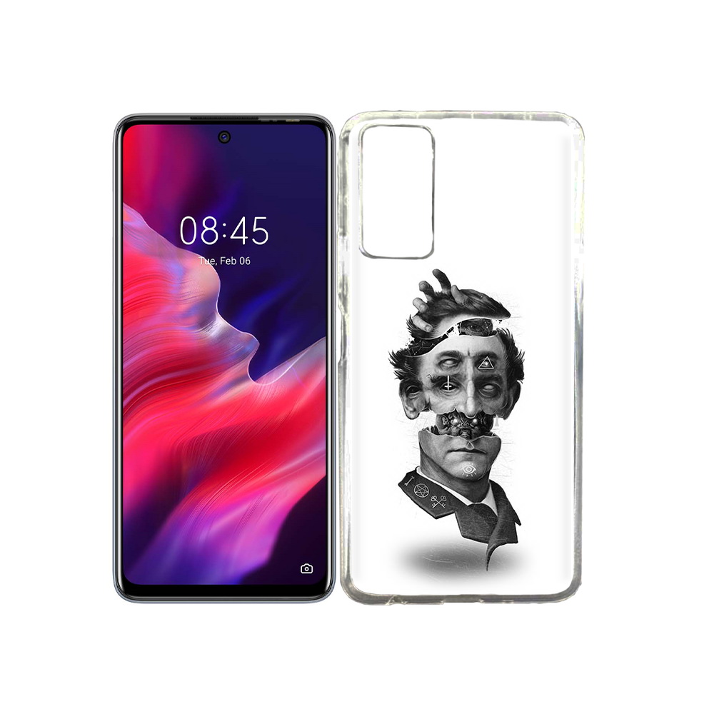 

Чехол MyPads Tocco для Tecno Pova 2 страшное лицо абстракция, Прозрачный, Tocco