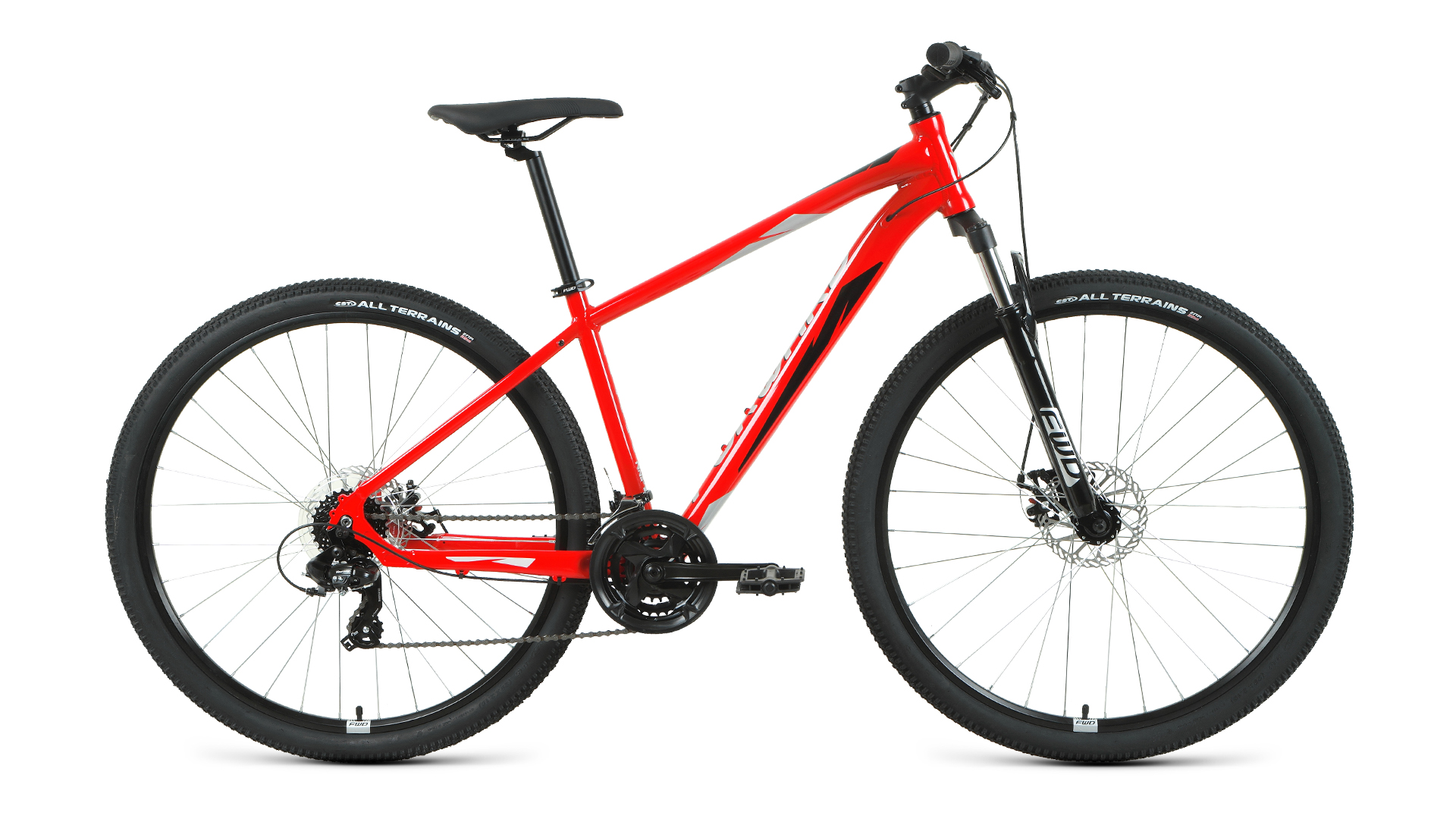 фото Велосипед 29 forward apache 2.2 s (disk) (21-ск.) 2020-2021 (рама 19) красный/серебристый