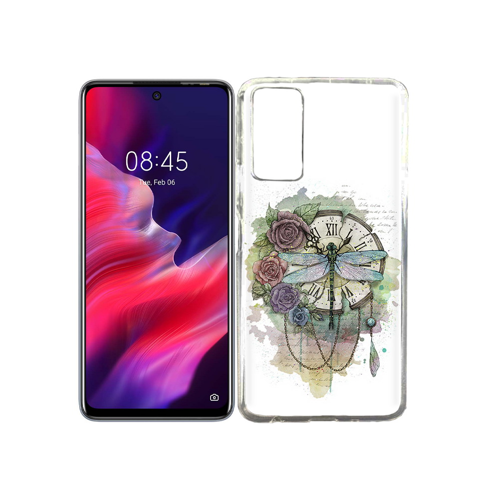 Чехол MyPads Tocco для Tecno Pova 2 старинные часы в цветах