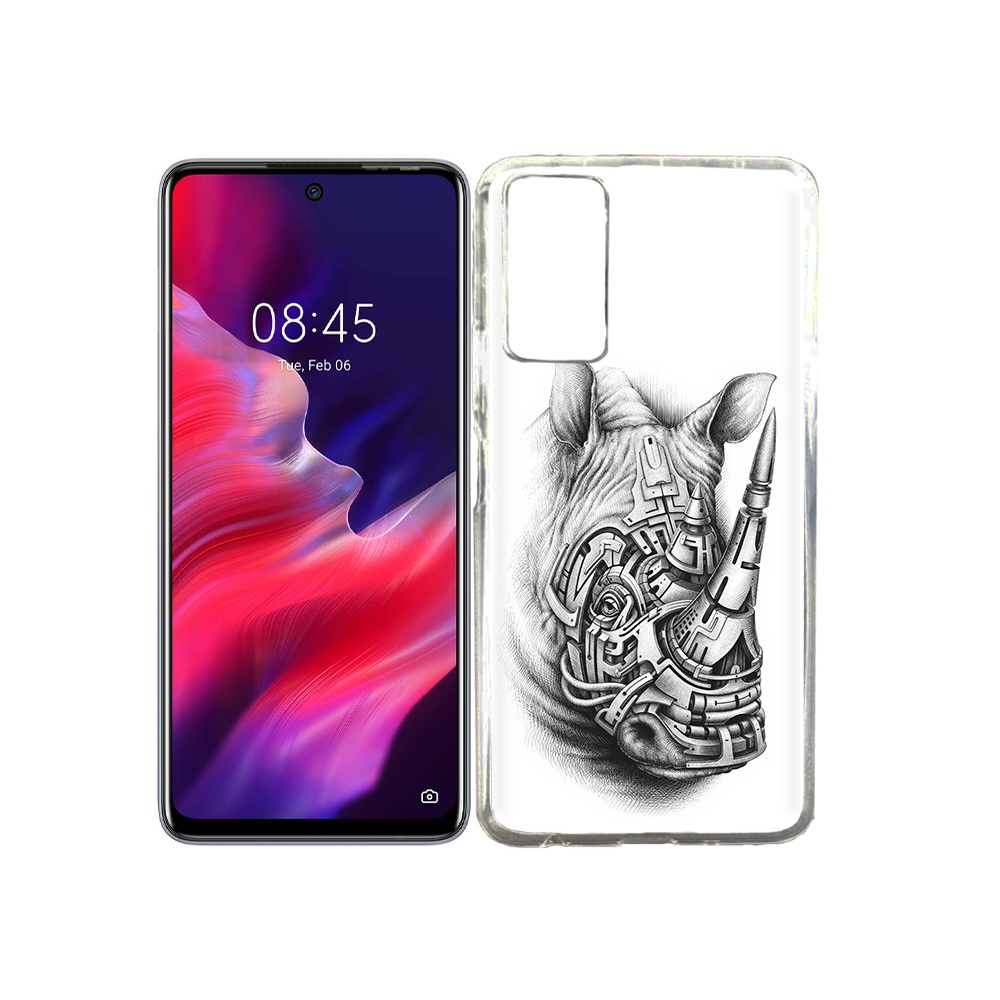 

Чехол MyPads Tocco для Tecno Pova 2 стальной носорог, Прозрачный, Tocco