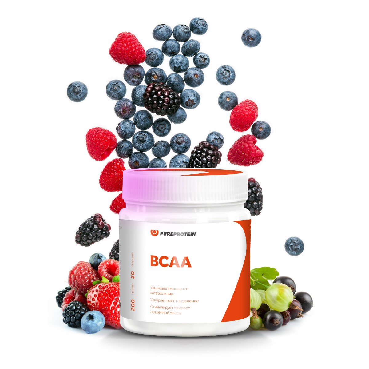 фото Pureprotein bcaa 200 г лесные ягоды