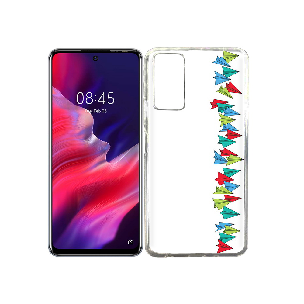 

Чехол MyPads Tocco для Tecno Pova 2 самолетики из листочков, Прозрачный, Tocco