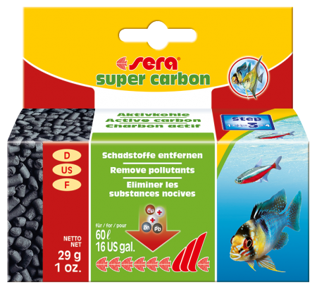Наполнитель для внутреннего фильтра Sera Super Carbon, активированный уголь, 29 г