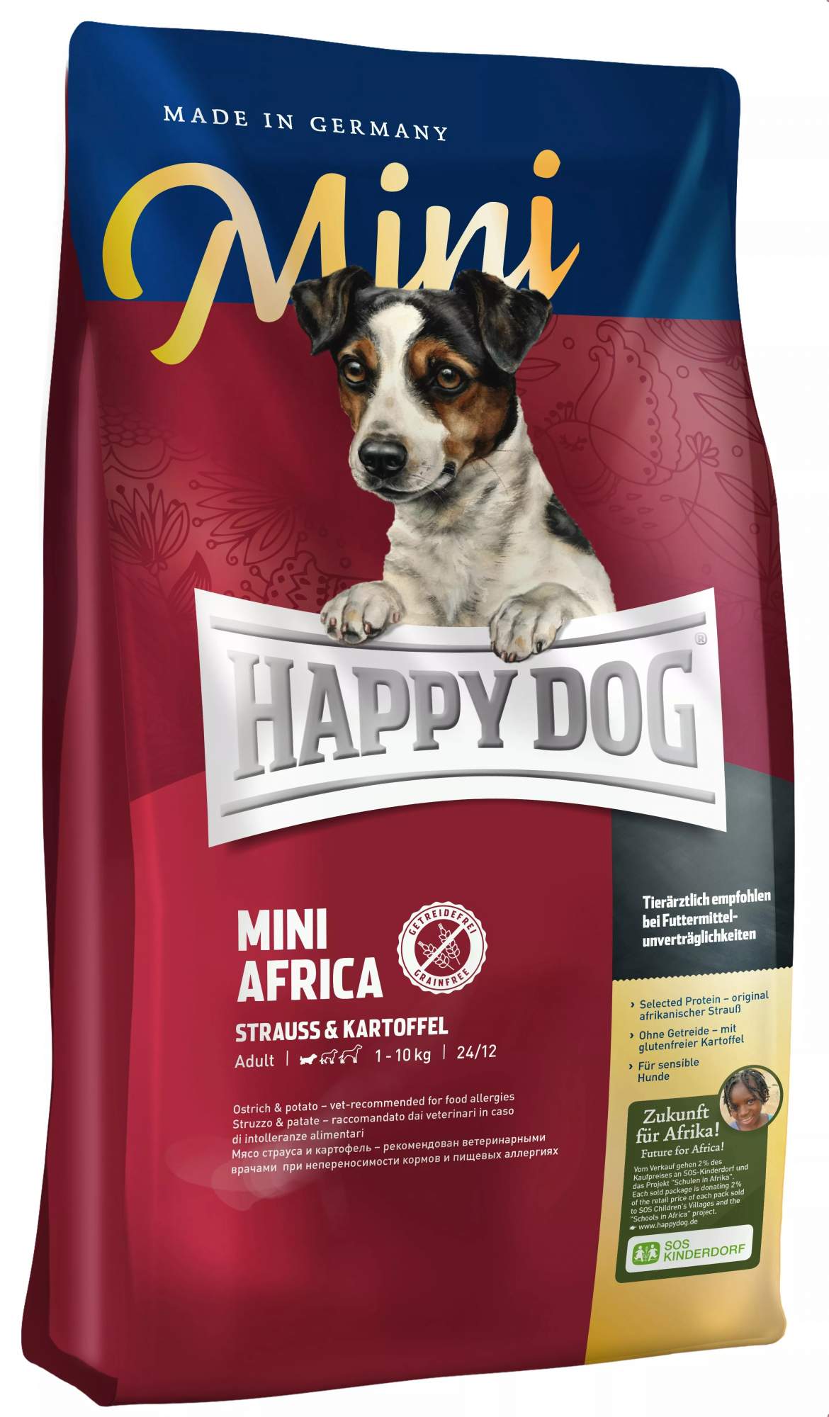 фото Сухой корм для собак happy dog supreme mini africa, для мелких пород, страус,картофель,4кг