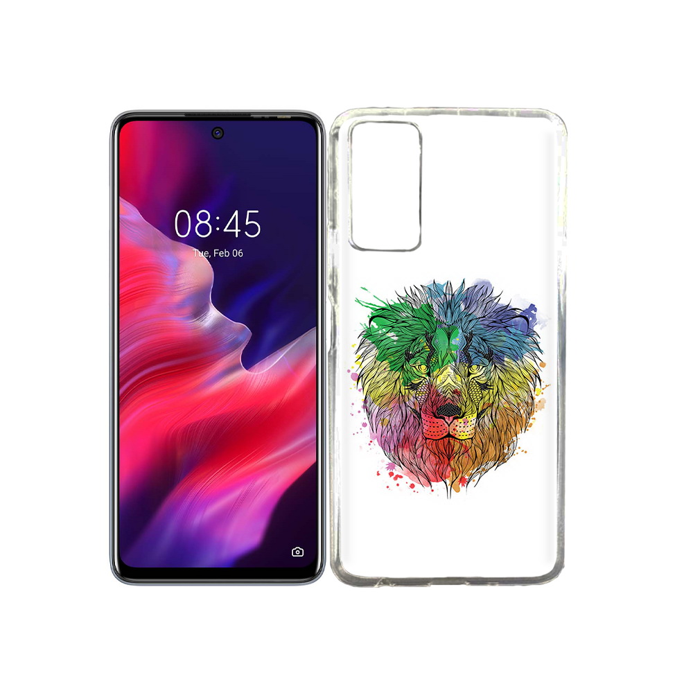

Чехол MyPads Tocco для Tecno Pova 2 разноцветный гордый лев, Прозрачный, Tocco