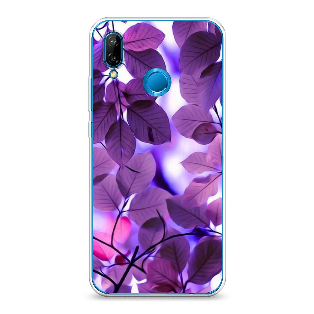 

Чехол на Huawei Nova 3E/P20 Lite "Сиреневые листики", Фиолетовый;голубой, 65650-2