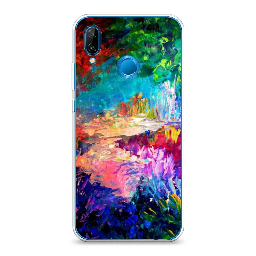 

Чехол на Huawei Nova 3E "Лес-гуашь", Синий;розовый;зеленый, 65650-4