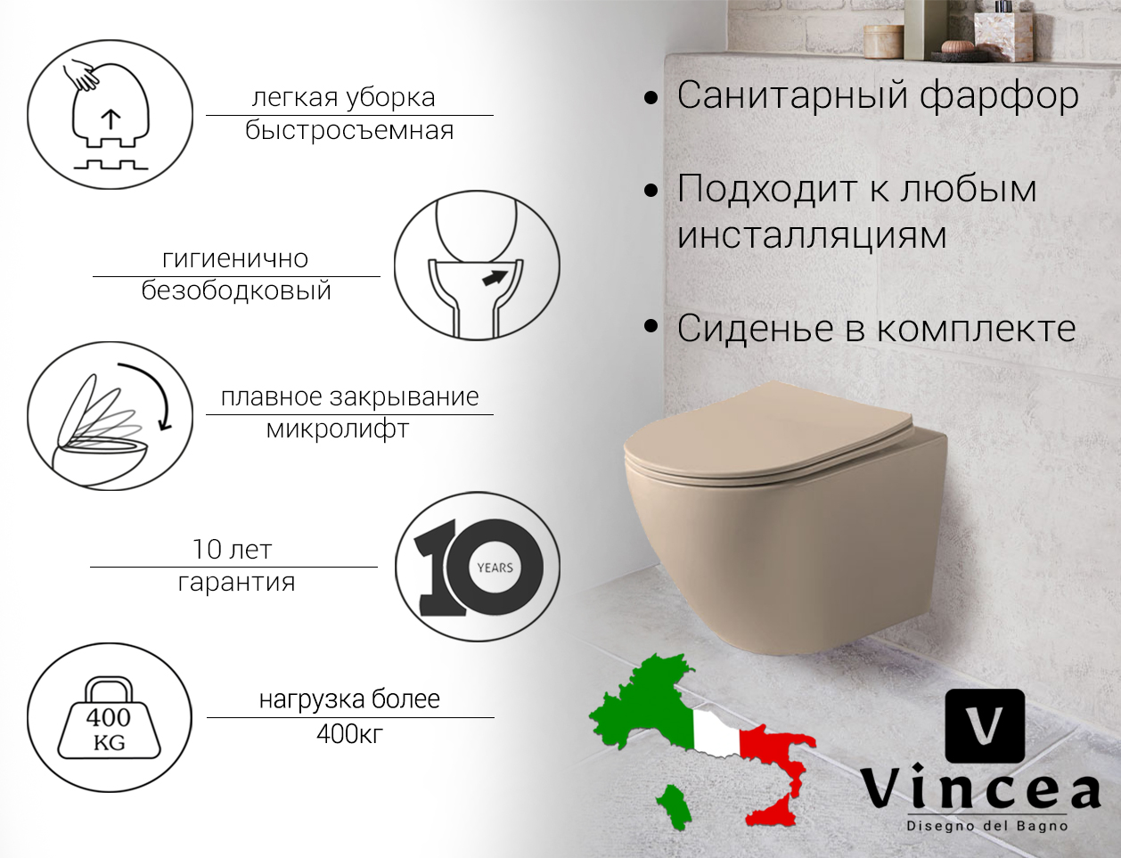 Унитаз подвесной Vincea Globo VT1-14SMC безободковый, ультратонкое сиденье soft-close