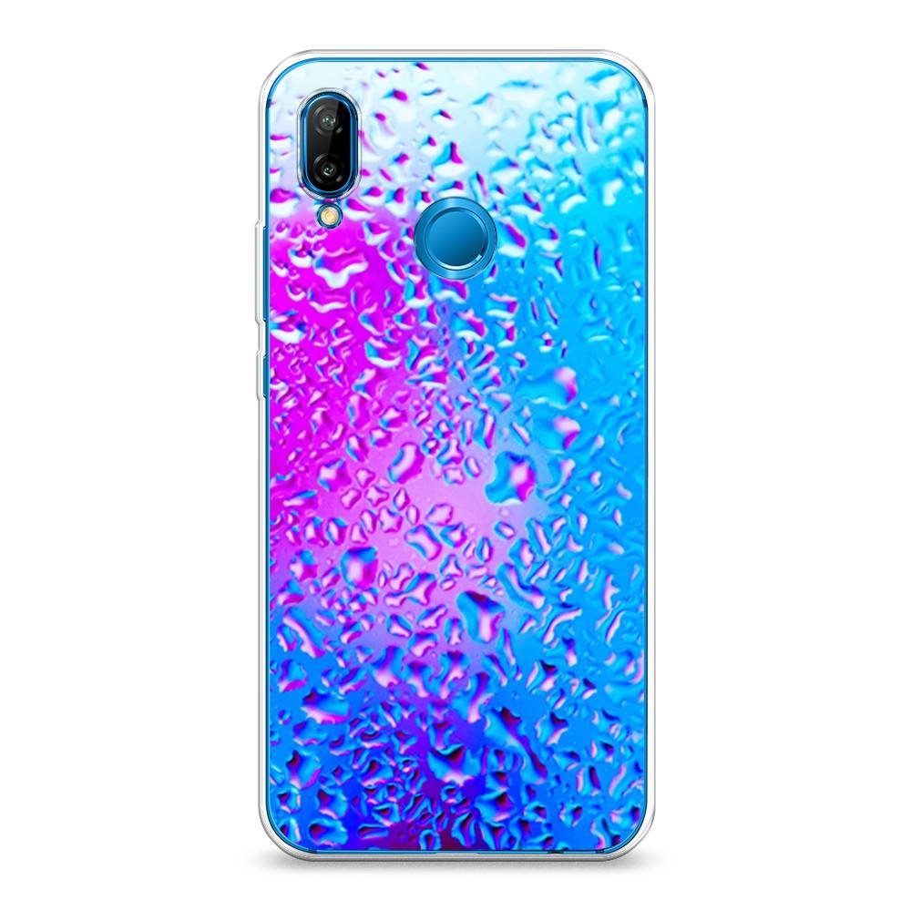 

Чехол на Huawei Nova 3E/P20 Lite "Капли на стекле", Голубой;розовый, 65650-3