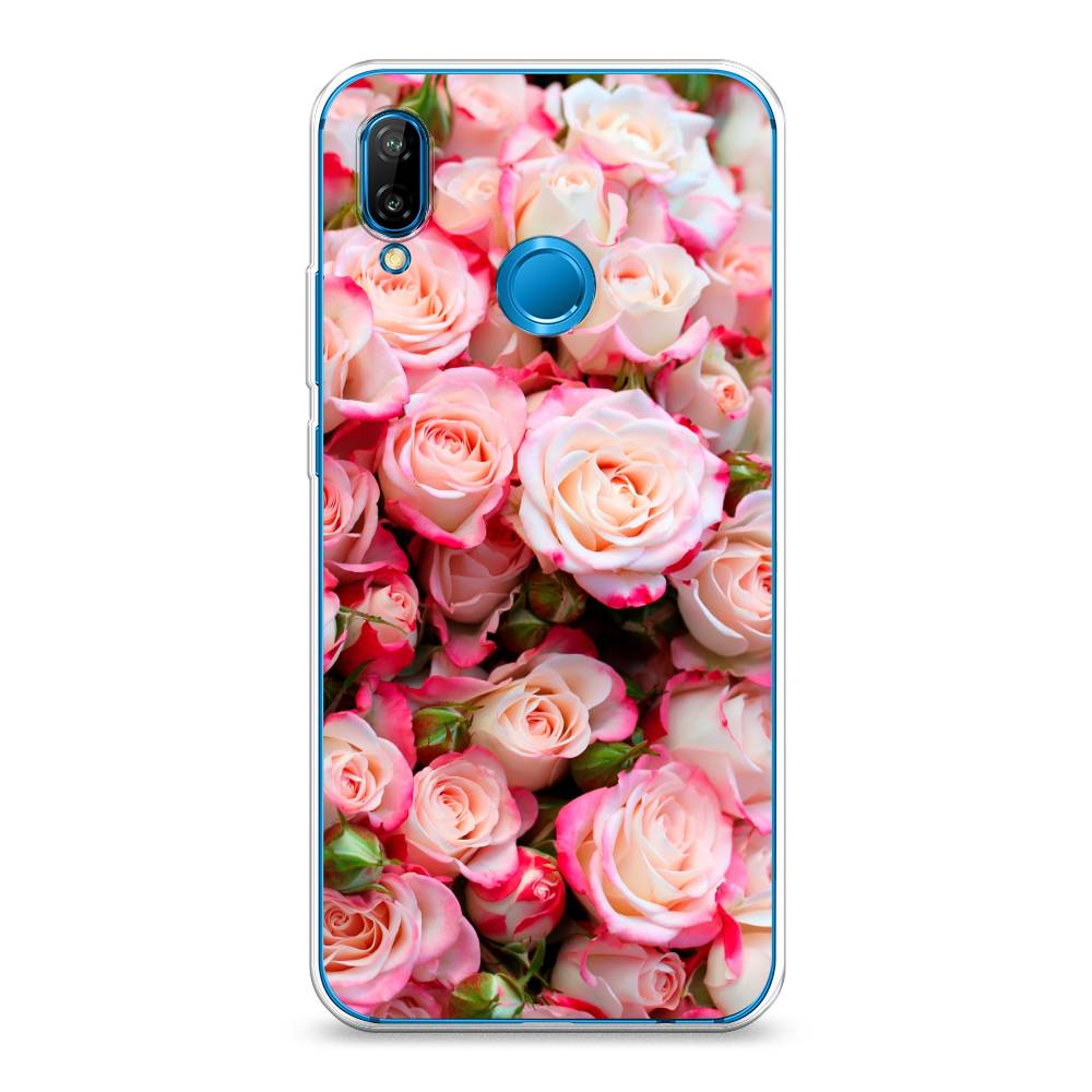 

Чехол на Huawei Nova 3E "Много роз", Розовый, 65650-2