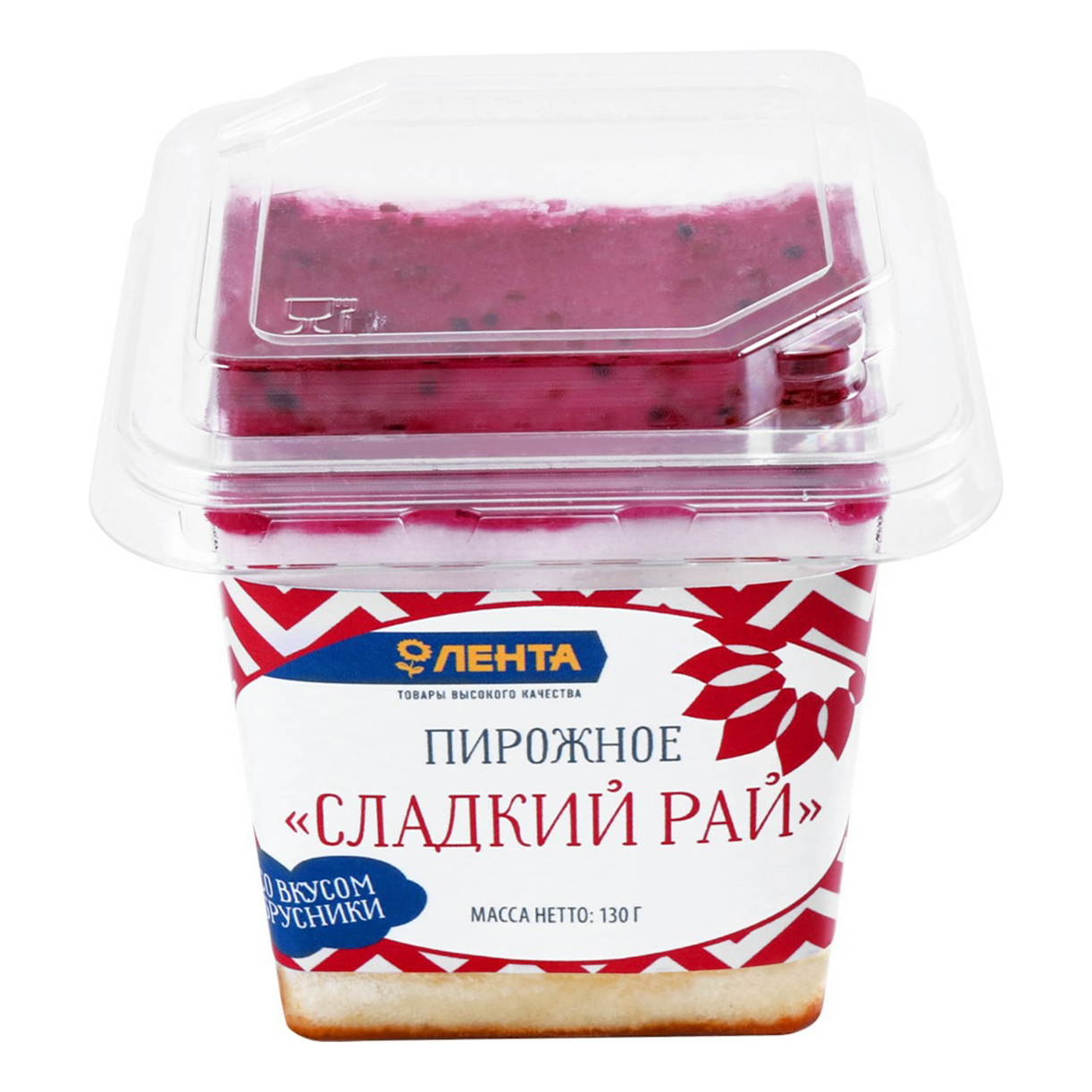 

Пирожное Лента Сладкий рай со вкусом брусники 130 г