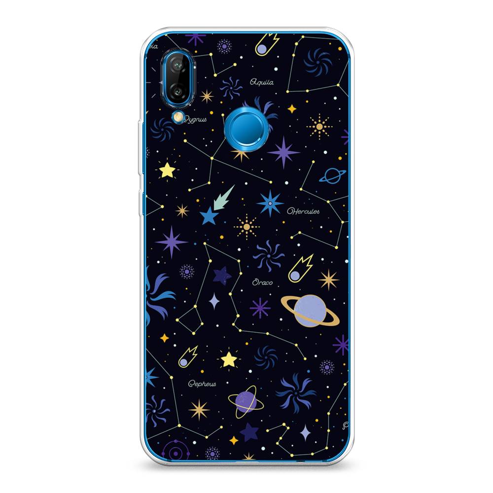 

Чехол на Huawei Nova 3E "Цветной космос", Желтый, 65650-2