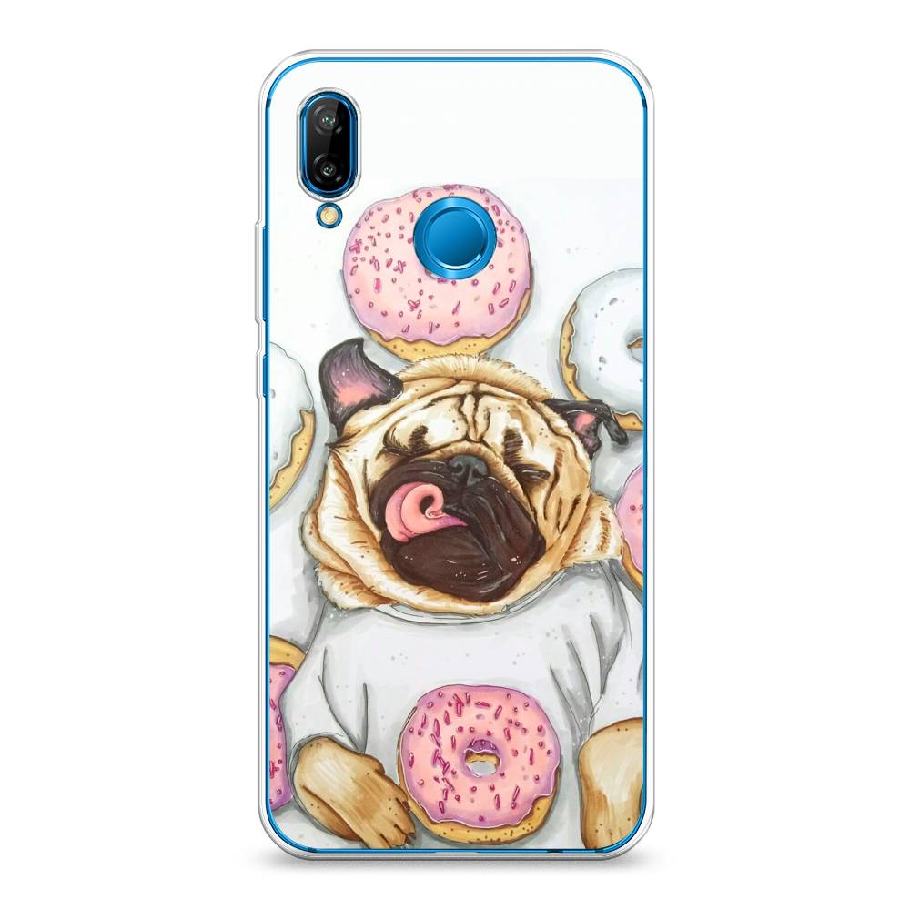 

Чехол на Huawei Nova 3E "Счастливый мопс", Розовый;бежевый;коричневый, 65650-1