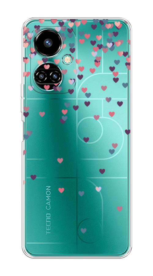 

Чехол на Tecno Camon 19/19 Pro 4G "Посыпка сердечки", Розовый;фиолетовый, 301650-3