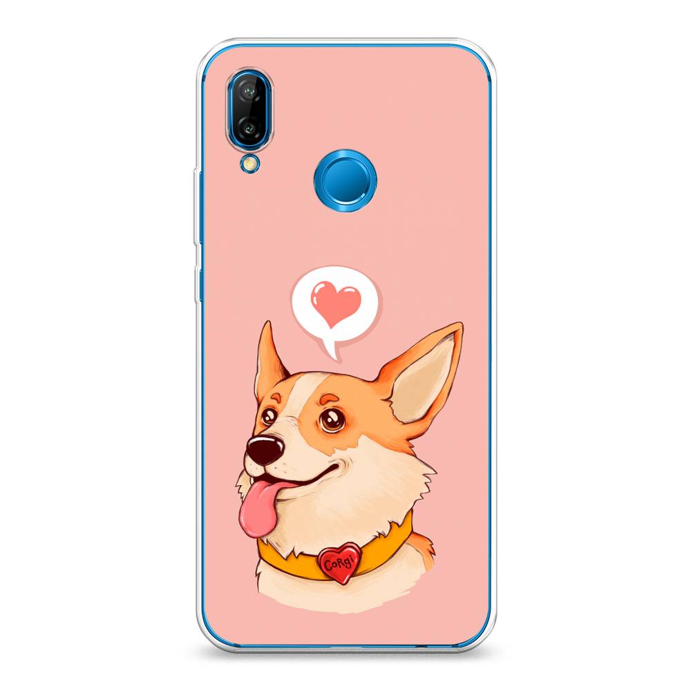 

Чехол на Huawei Nova 3E "Корги язык", Розовый;коричневый, 65650-1
