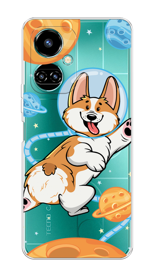 

Чехол на Tecno Camon 19/19 Pro 4G "Корги-космонавт", Голубой;бежевый;белый, 301650-1