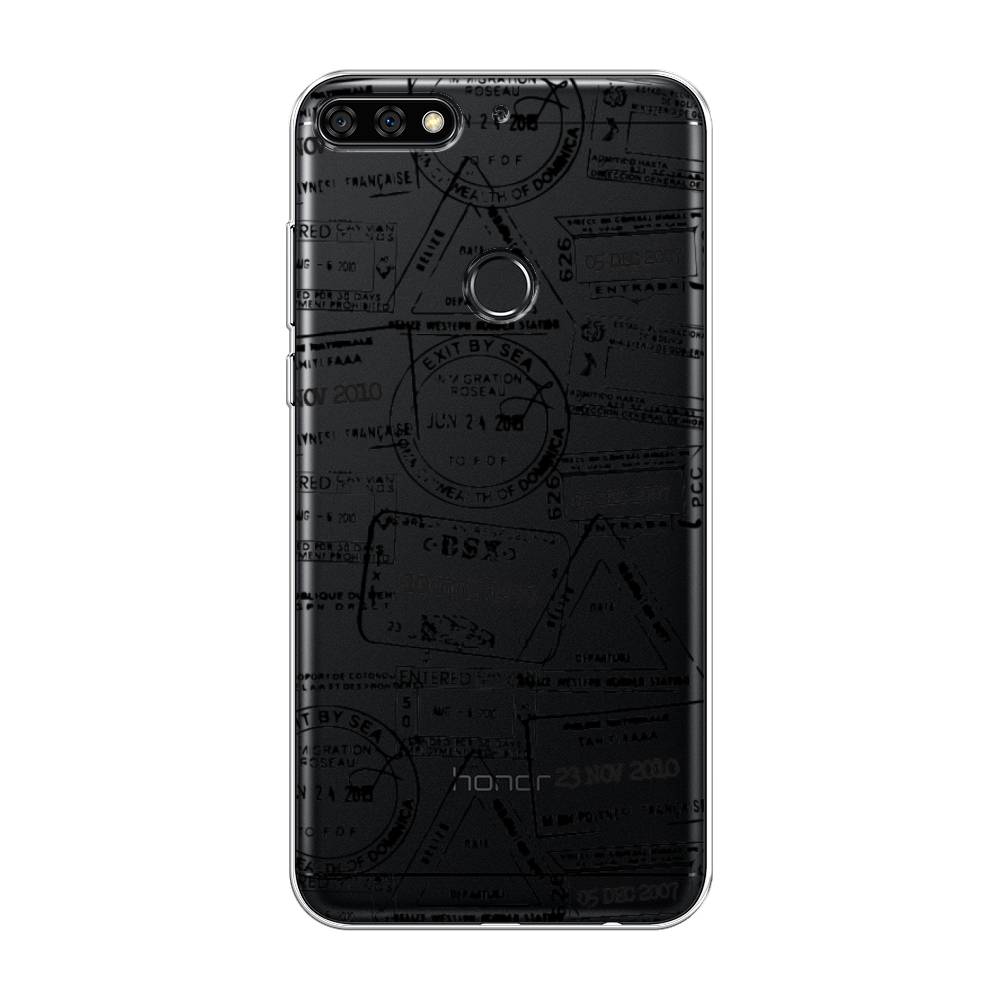

Чехол на Honor 7C Pro "Visa stamps 2", Белый;черный;серый, 65550-2
