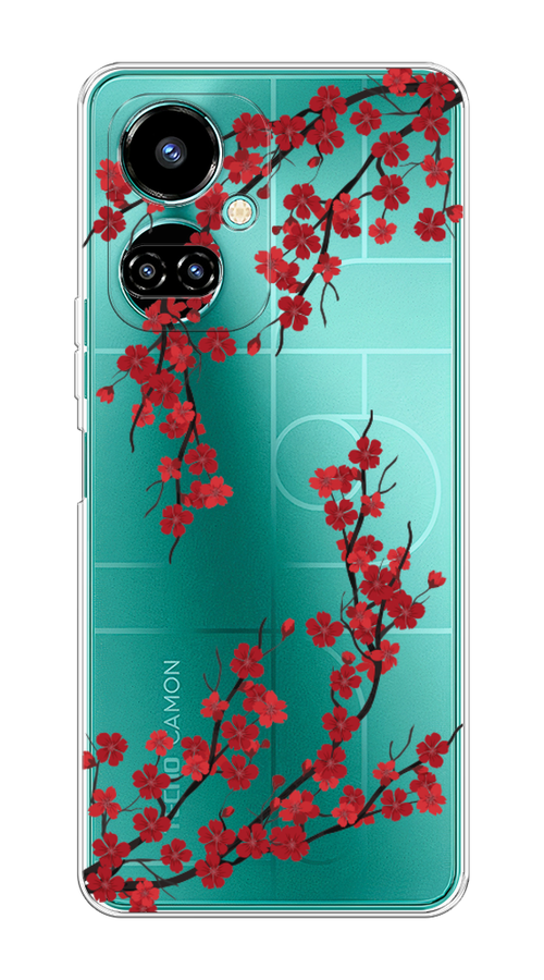 

Чехол на Tecno Camon 19/19 Pro 4G "Красная сакура", Красный;черный, 301650-2