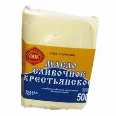 

Сливочное масло несоленое ОПК Крестьянское 72,5% БЗМЖ 500 г