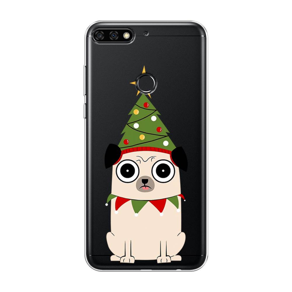 

Чехол на Honor 7C Pro/Huawei Y7 Prime 2018/Nova 2 Lite "Собачка с ёлочкой", Бежевый;красный;зеленый, 65550-1