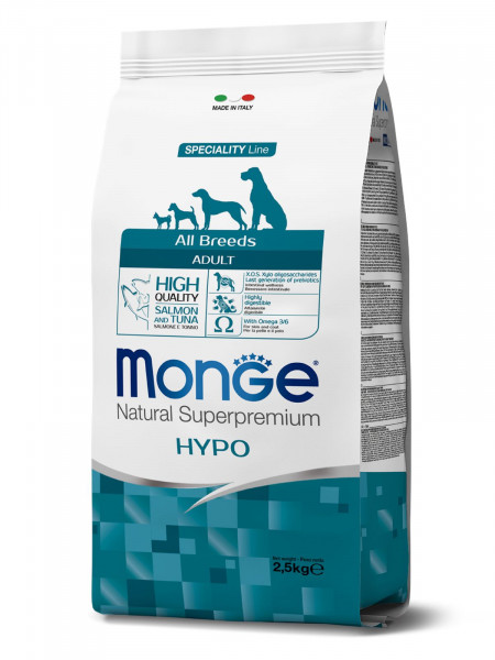 фото Сухой корм для собак monge speciality hypoallergenic, гипоаллергенный, лосось,тунец, 2,5кг