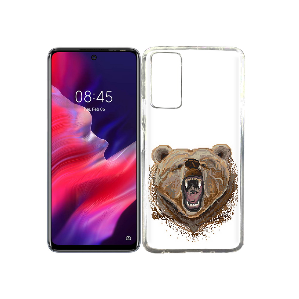 

Чехол MyPads Tocco для Tecno Pova 2 пиксельный медведь, Прозрачный, Tocco