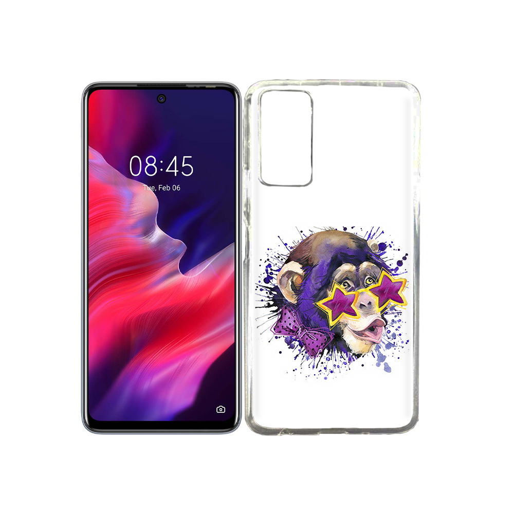 

Чехол MyPads Tocco для Tecno Pova 2 обезьяна в очках, Прозрачный, Tocco