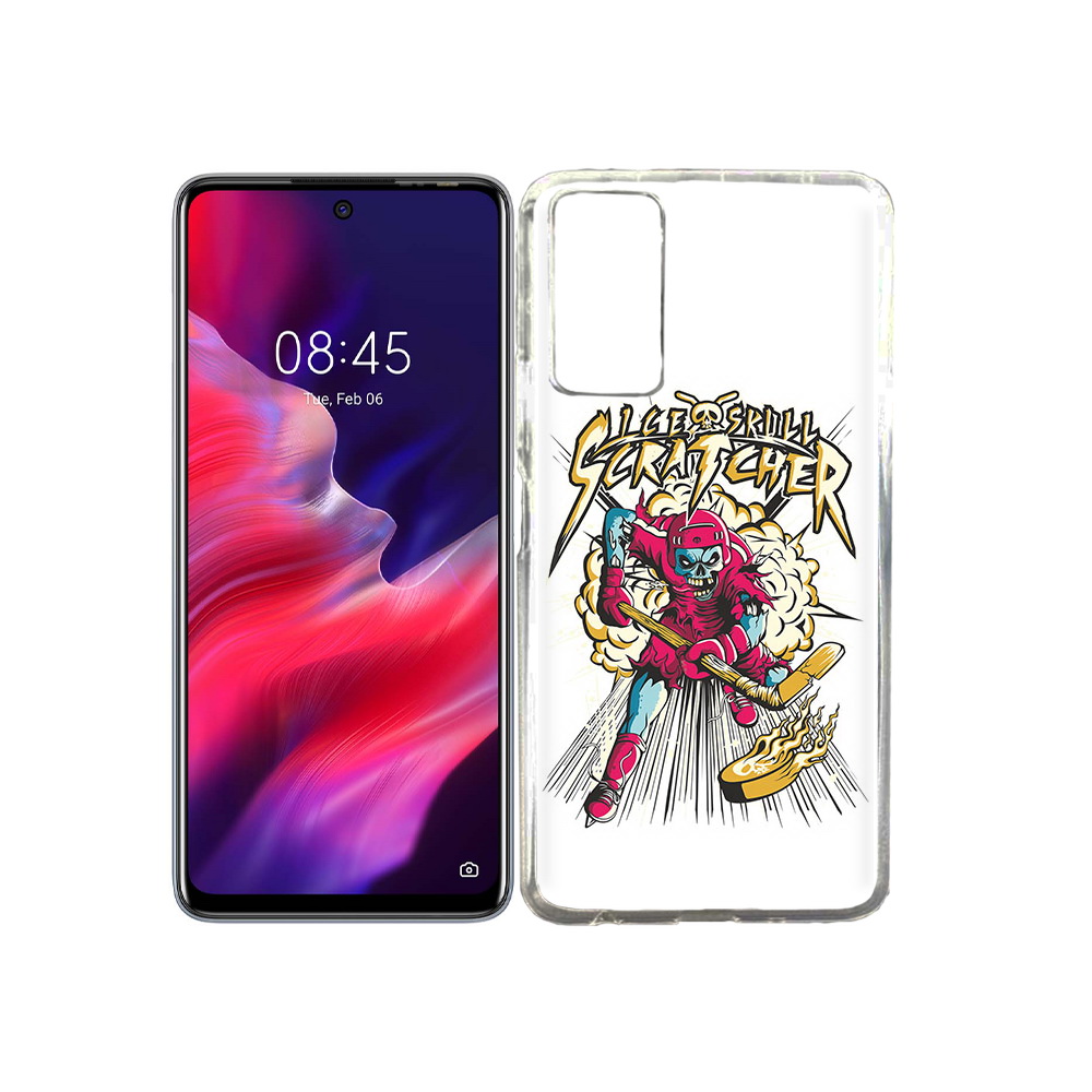 

Чехол MyPads Tocco для Tecno Pova 2 нарисованный скелет хоккеист, Прозрачный, Tocco