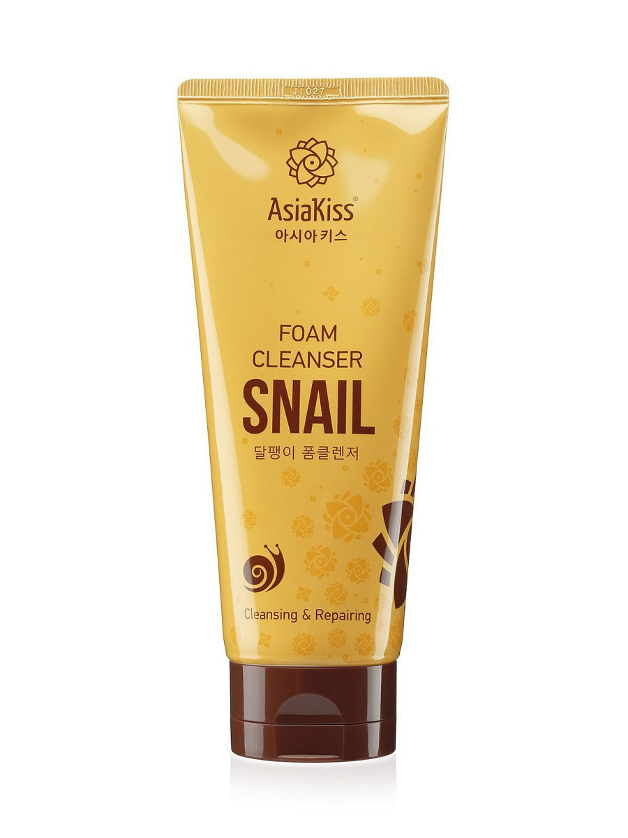 Пенка для умывания Asiakiss, с экстрактом слизи улитки, snail foam cleanser, 180мл