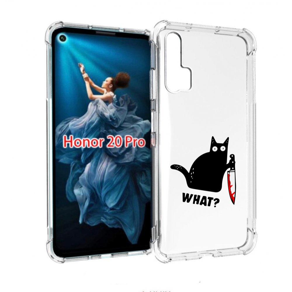 

Чехол бампер MyPads котик-убийца для Honor 20 Pro противоударный, Прозрачный, Tocco