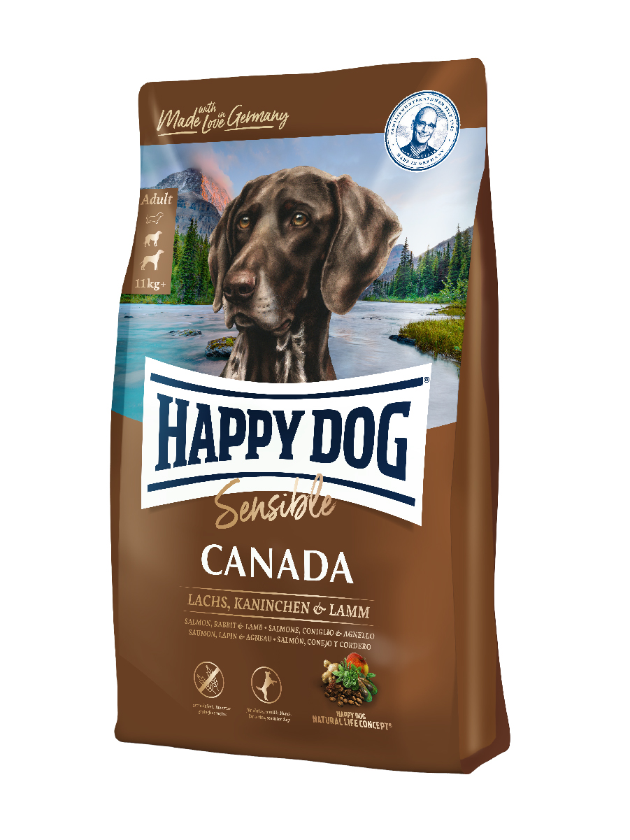 фото Сухой корм для собак happy dog supreme sensible canada, кролик, лосось, ягненок, 12,5кг