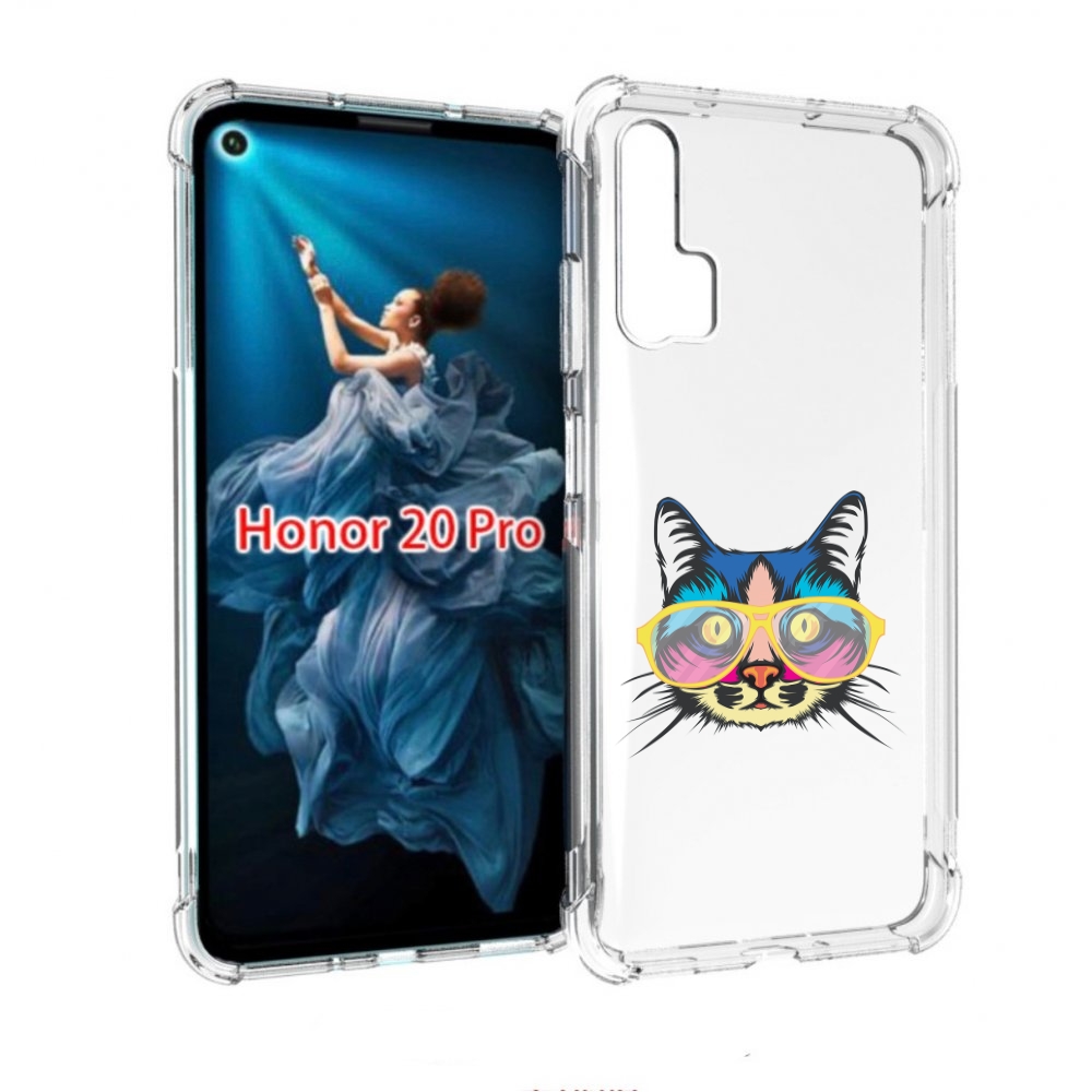 

Чехол бампер MyPads кот-в-очках-с-желтой-оправой для Honor 20 Pr, Прозрачный, Tocco