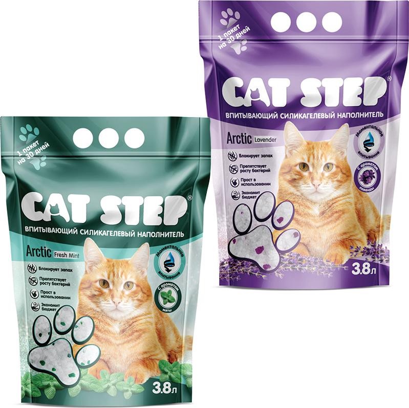 Впитывающий наполнитель CAT STEP Arctic Lavender и Arctic Fresh Mint 3,8 л, набор