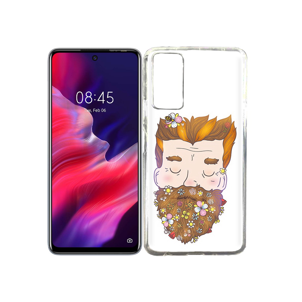 

Чехол MyPads Tocco для Tecno Pova 2 мужчина с цветами в бороде, Прозрачный, Tocco