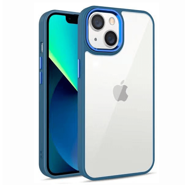 

Чехол iPhone 13 цветной бампер, синий, Прозрачный;синий, Чехол iPhone 13 цветной бампер, синий