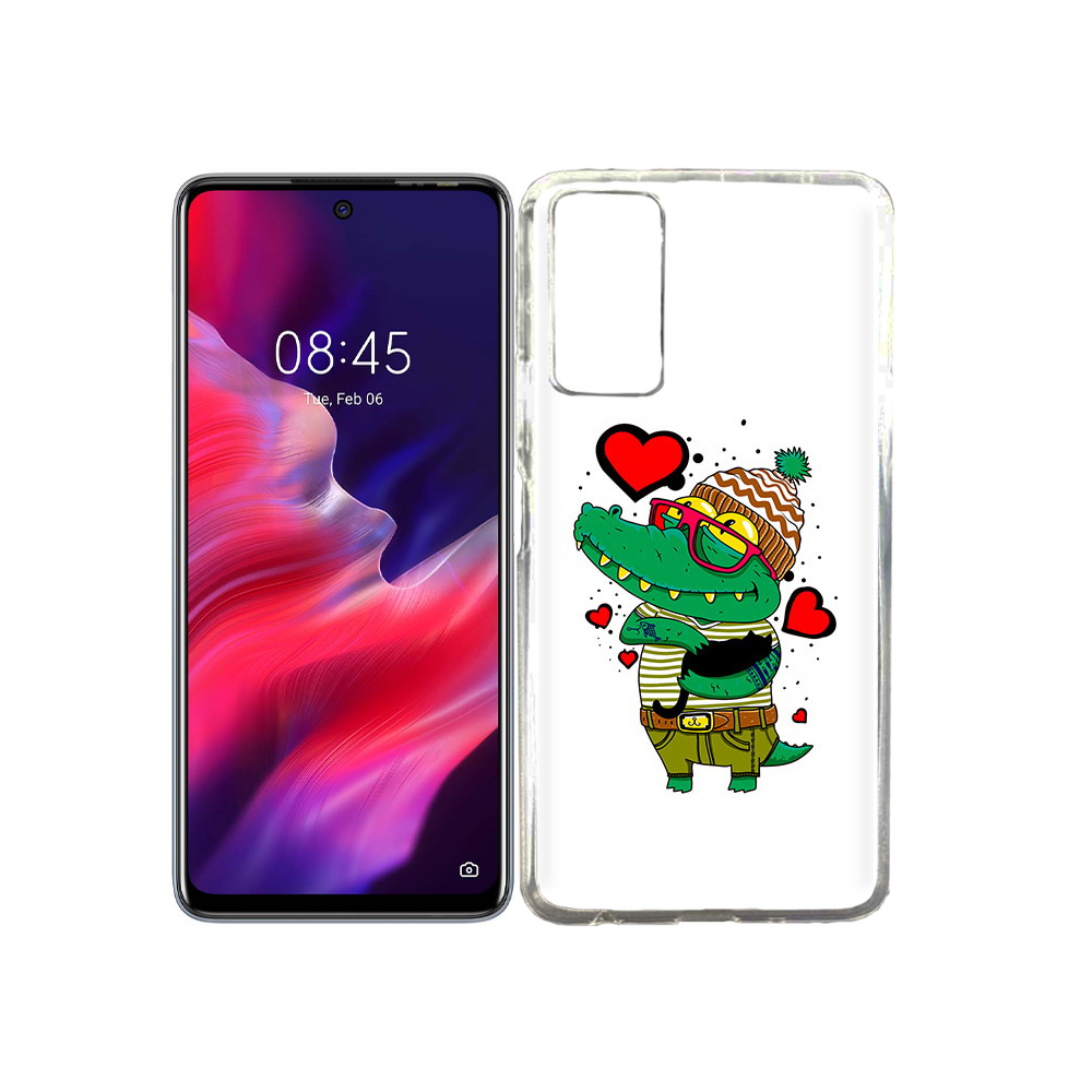 

Чехол MyPads Tocco для Tecno Pova 2 Влюбленный крокодил, Прозрачный, Tocco
