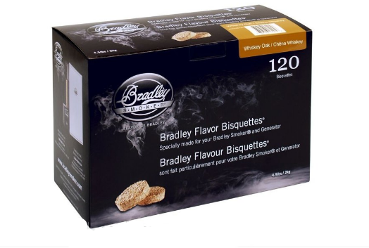 

Брикеты древесные BRADLEY для копчения Дубовые бочки из-под виски/Whiskey Oak 120шт.