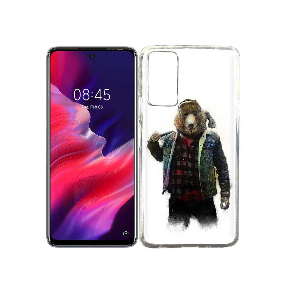 

Чехол MyPads Tocco для Tecno Pova 2 медведь с топором, Прозрачный, Tocco