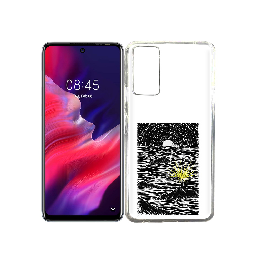 

Чехол MyPads Tocco для Tecno Pova 2 маяк в черно белом море, Прозрачный, Tocco
