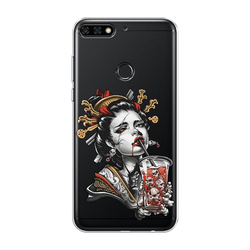 

Чехол на Honor 7C Pro "Опасная гейша", Красный;черный;серый, 65550-4