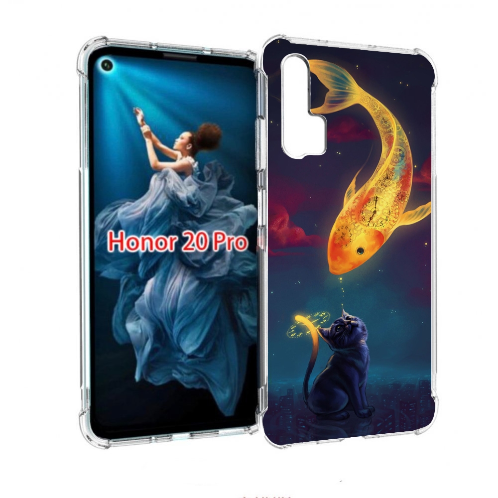 

Чехол бампер MyPads золотая-рыбка-часовая для Honor 20 Pro проти, Прозрачный, Tocco