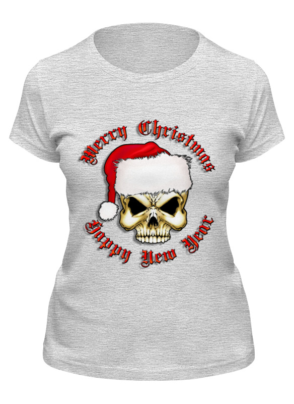 

Футболка женская Printio Santa skull серая S, Серый, Santa skull