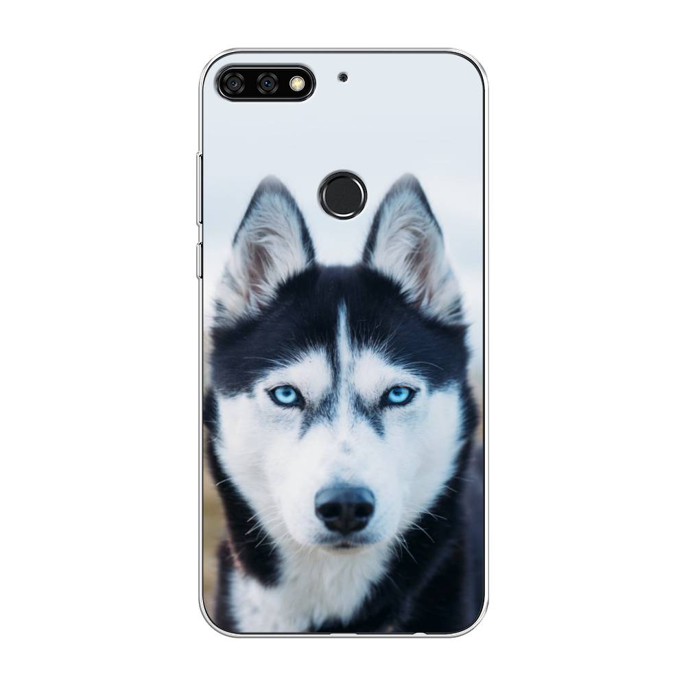 

Чехол на Honor 7C Pro "Хаски 2", Синий;белый, 65550-1