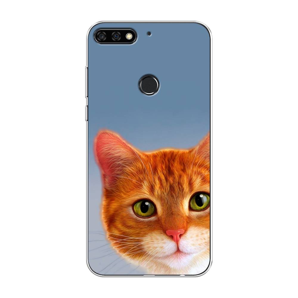 

Чехол на Honor 7C Pro/Huawei Y7 Prime 2018/Nova 2 Lite "Любопытный котик", Коричневый, 65550-1