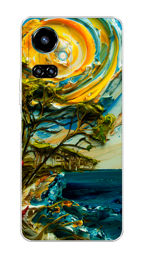 

Чехол на Tecno Camon 19/19 Pro 4G "Солнце живопись", Желтый;синий, 301650-4
