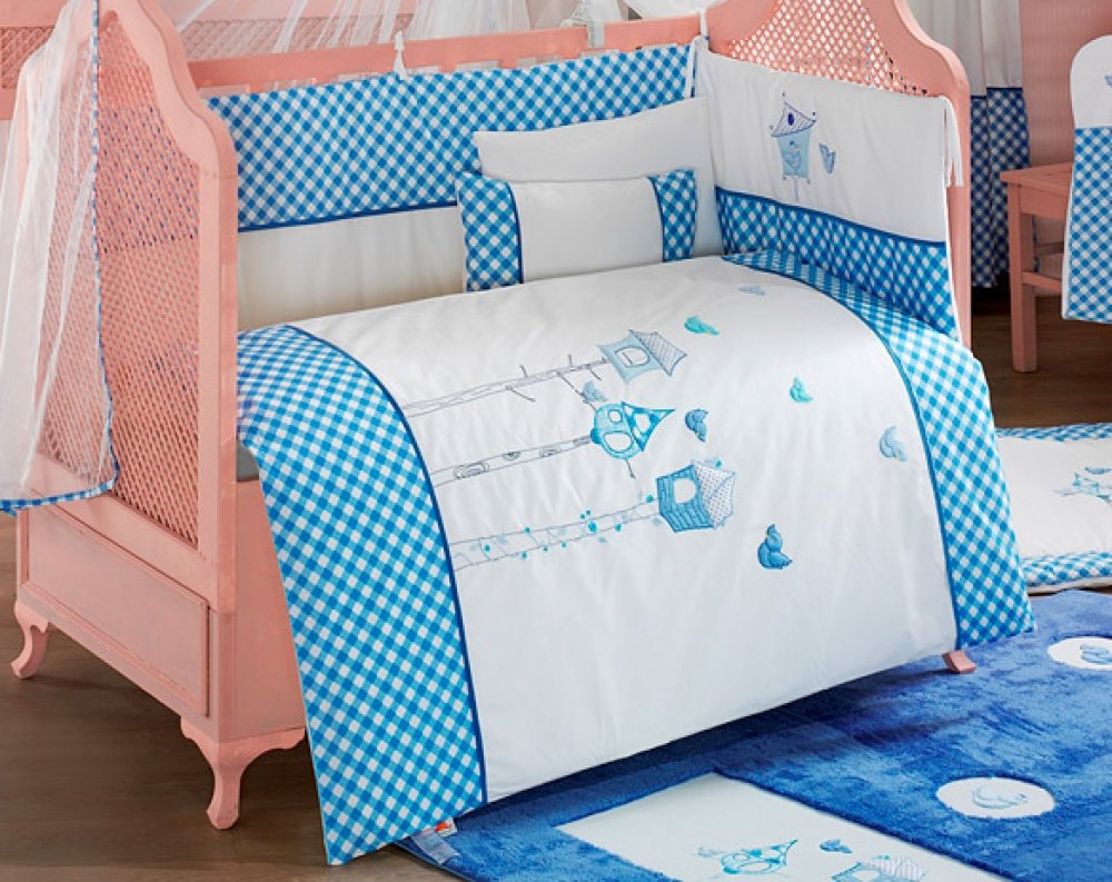 Комплект постельного белья Kidboo LOVELY BIRDS цвет: голубой, 6 предметов, арт. KIDB